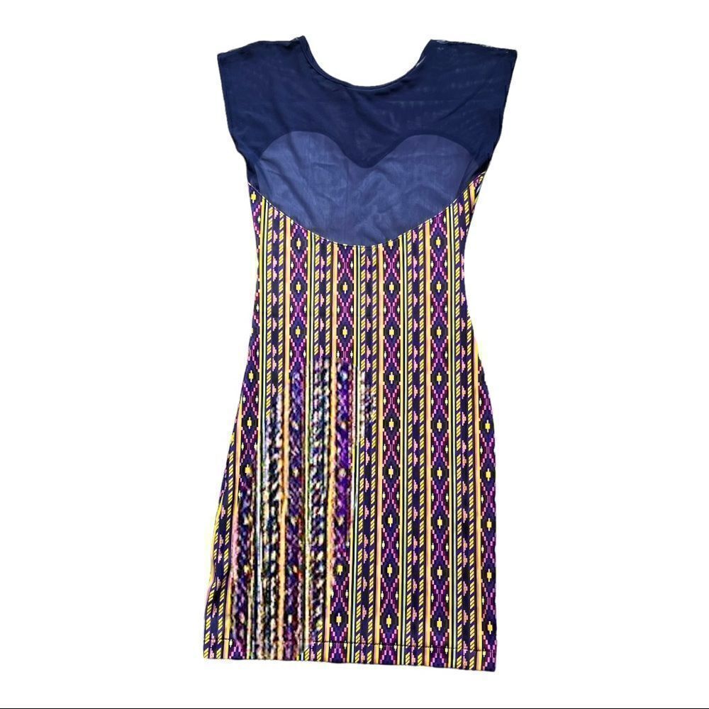 American Apparel  Bodycon Dress Size XS  Purple Mesh Illusion-neckline  Purple - Picture 7 of 9